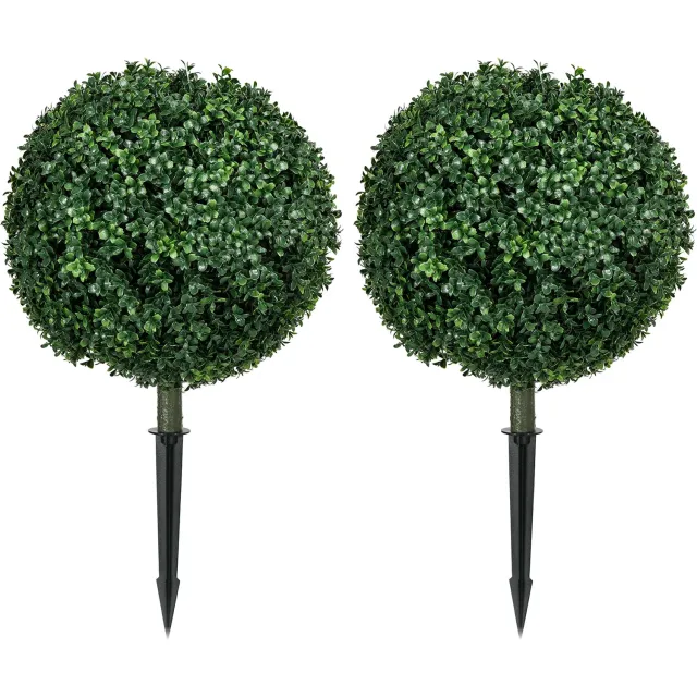 Homona Kunstmatige buxus - 2-delige set - Weerbestendig en uv-bestendig - Ø40 x 70 cm - Groen