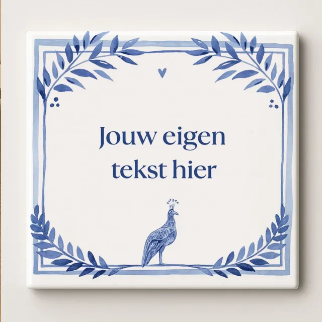 Nevolis Gepersonaliseerde Tekst Keramische Tegel – 11x11cm Eigen Delfts Blauwe Tegel met Jouw Eigen Tekst of Quote 11*11 CM