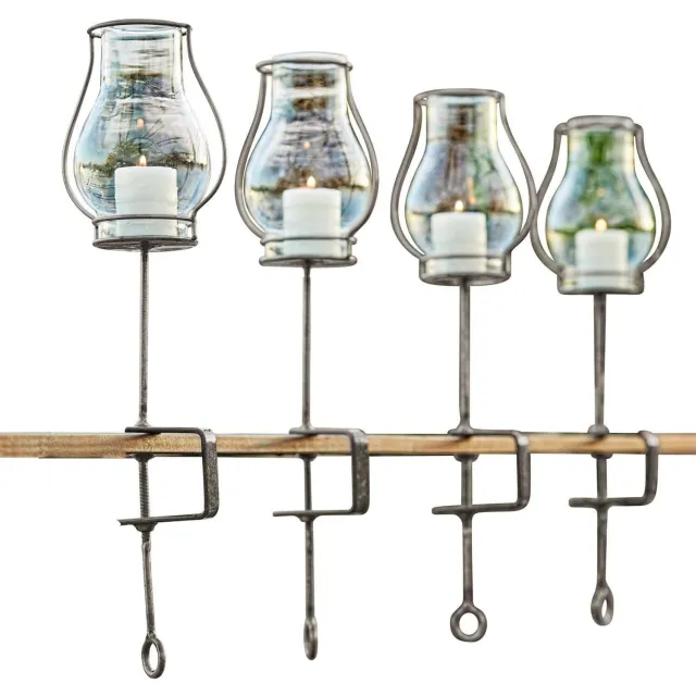 Loberon Windlicht set van 4 Calindra helder/zilverkleurig