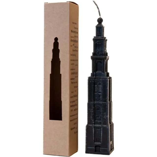 Kaarsen van Torens Westertoren kaars Amsterdam - 33 cm - antraciet