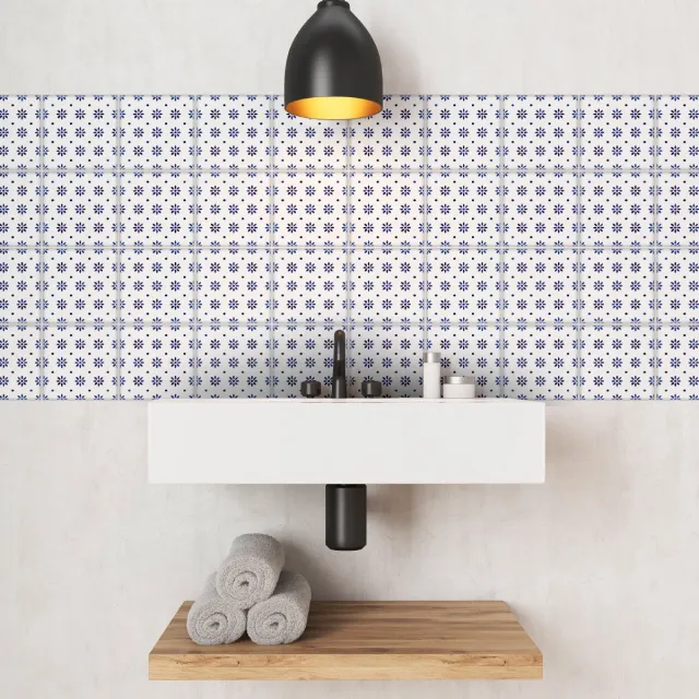 Ambiance Sticker Zelfklevende tegelmuurstickers voor keuken en badkamer - 24 Delftse cementtegelstickers - 24 stickers 10x10cm Multi color