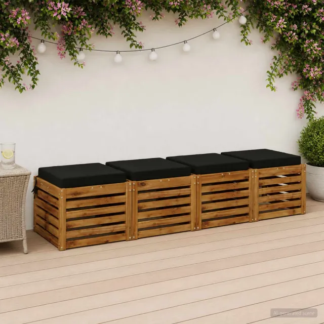 vidaXL Zitkussens SOEST 4 st 100% Polyester Zwart 45 x 45 x 7 cm