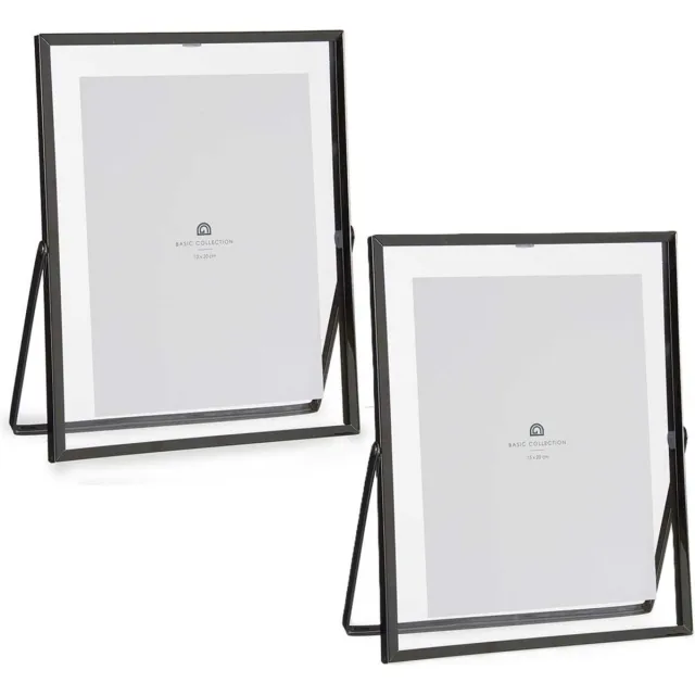 Giftdecor Fotolijstje voor 15 x 20 cm foto - 2x - zwart - metaal - Modern - frame 20 x 25 cm
