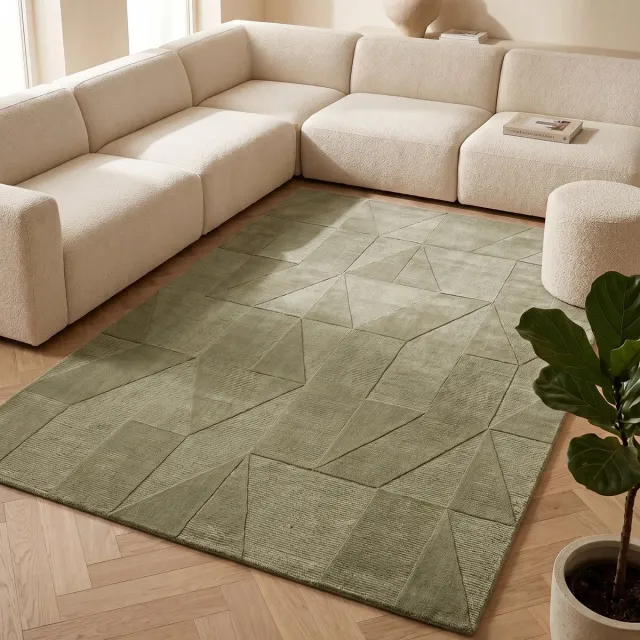 Villeroy & Boch Laagpolig vloerkleed Wol - Ursule - Groen 80x250 cm