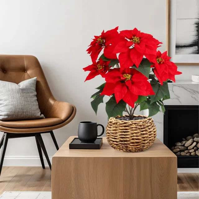 maxifleur Kunstplanten Kerstster Poinsettia kunstplant 58cm in kweekpot Rood