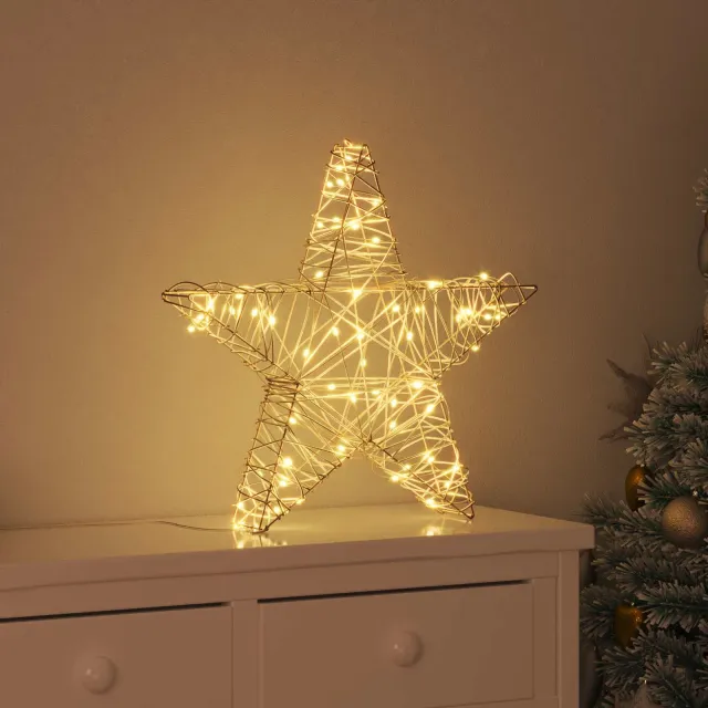 vidaXL 3D-kerstster Warmwit 55 x 52,5 x 10 cm Bruin
