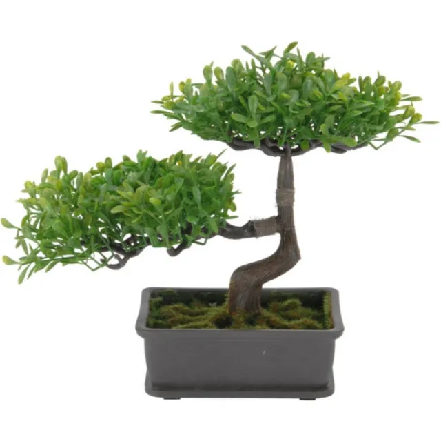 H&S Collection Kunstplant Bonsai boompje in pot - Japans decoratie - 27 x 16 x 24 cm - lichtgroene blaadjes