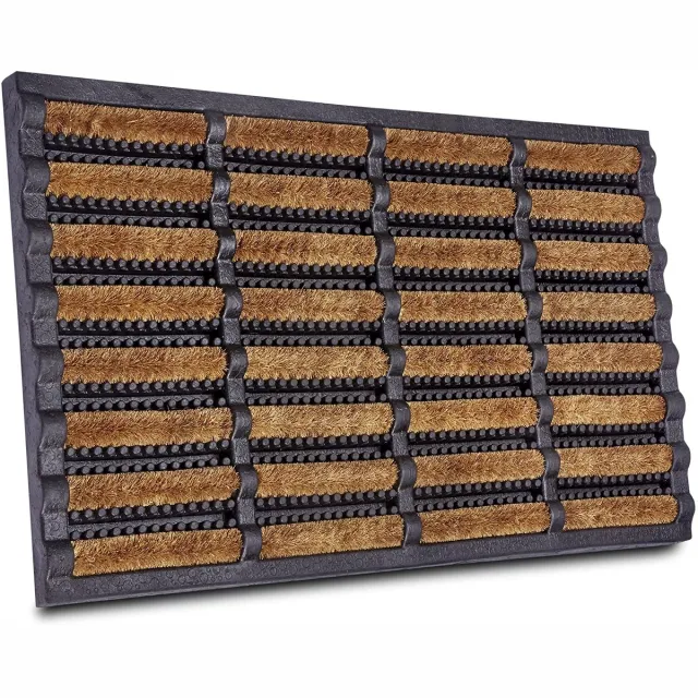 Unyqoos ® Effectieve Schoonloopmat met Kokosborstels en Antislip Rubber voor Binnen en Buiten Zwart