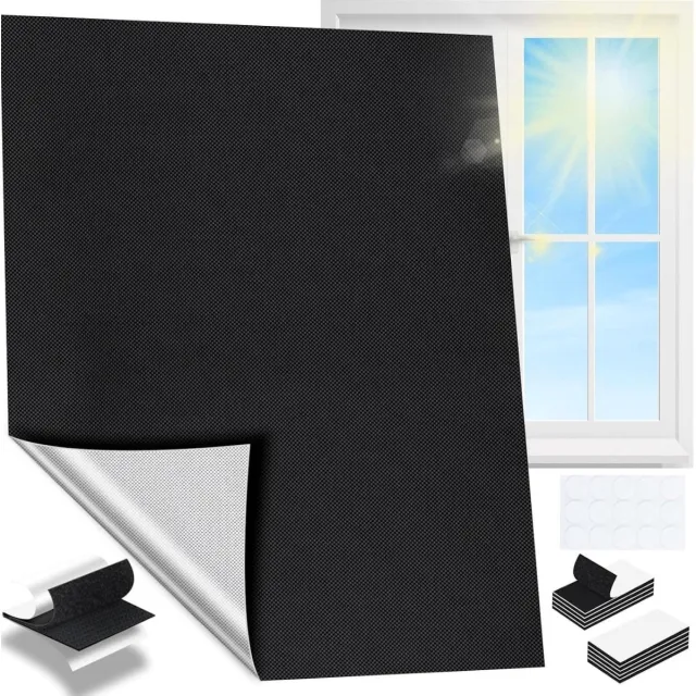 GelldG Rolgordijn Zonder Boren - Lichtdicht Gordijn 145x200cm - Zelfklevend en Verwijderbaar Raamgordijn - Geschikt voor Dakramen en Huiskamers - Lichtafschermend Tapijt in Stof - Draagbaar en In Regelbare Hoogte Zwart