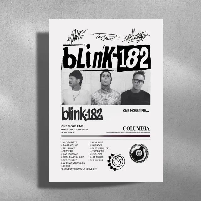 Luxe poster Blink-182 - One More Time - Metalen Poster - 30x40cm - album cover Zwart
