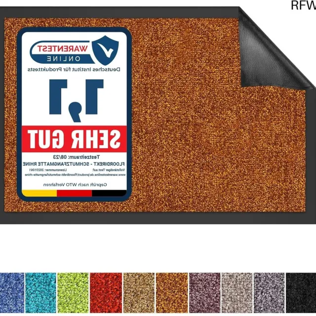 RFWR Vloermat met Antislip Achterkant | Wasbare Schoonloopmat | Bruin | 60 x 90 cm