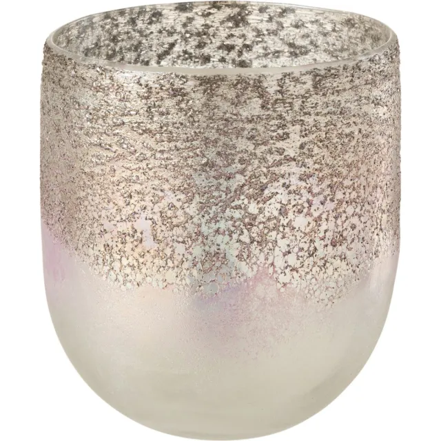 J-Line windlicht Milano - glas - grijs/roze - large