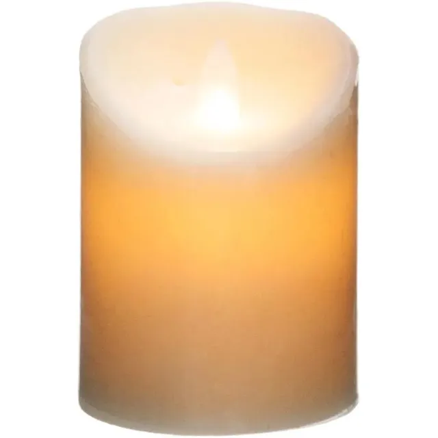 Atmosphera Led stompkaars - 1x stuks - Warm licht - Wit - 7,5 x 10 cm