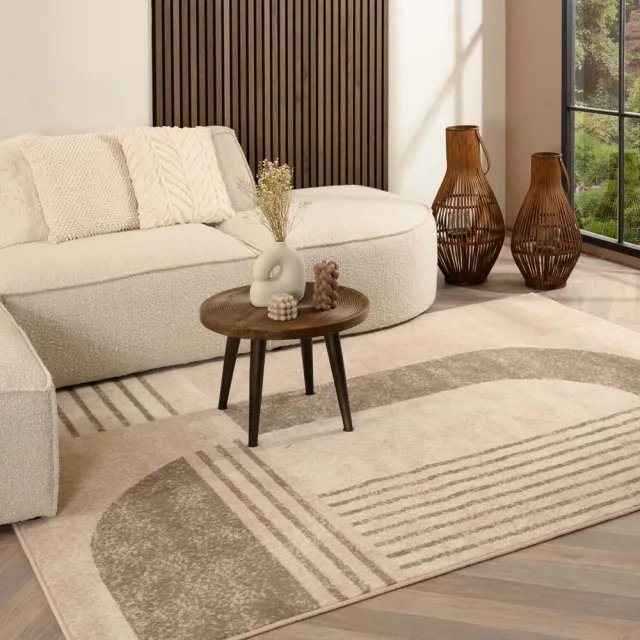 Tapeso Abstract vloerkleed - Ease Echo beige 160x230