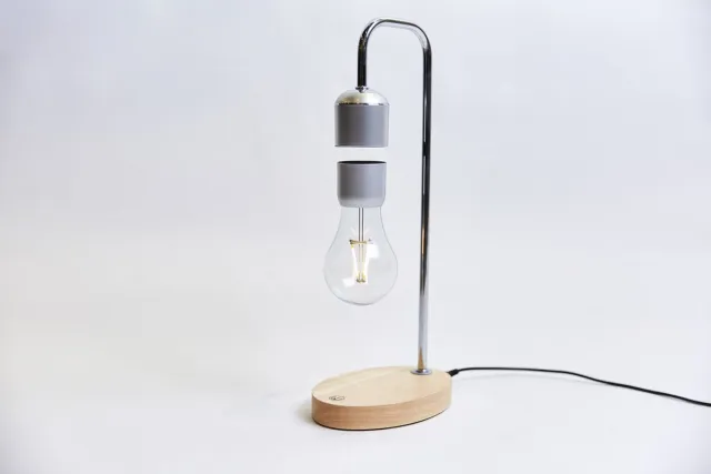 DesignNest Levitating Lamp Draadloos Opladen - Tafellamp - Hout Zilver/Hout