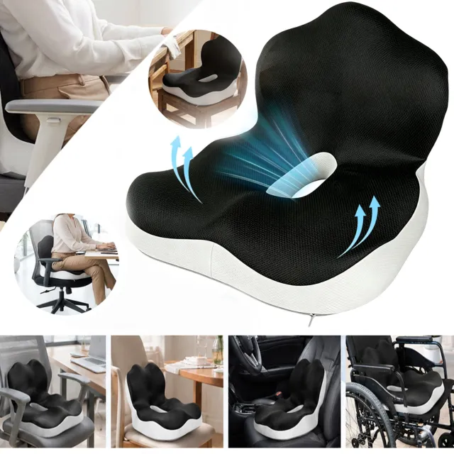Buyya Zitkussen, Ergonomisch Zitkussen Van Traagschuim, Lendensteun Kussen, Verlicht Ischias en Stuitbeenpijn. Grijs