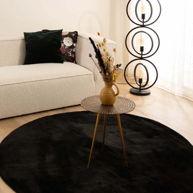 Paon Brillant Velours vloerkleed rond - Flair zwart 240