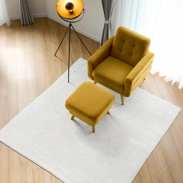 Tapiso Agra Square Vloerkleed Creme Hoogpolig Zacht Vierkant Tapijt Woonkamer Maat- 120x120 Creme - Vierkant