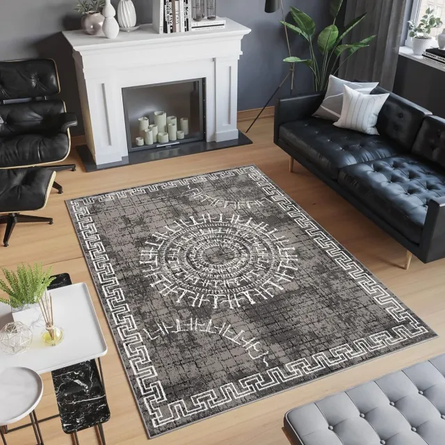 Tapiso Patras Vloerkleed Grijs Woonkamer Slaapkamer Kleed Tapijt Maat- 80x150