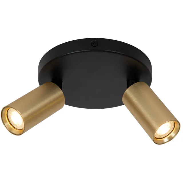 Lucide RITMO - Plafondspot - Ø 15 cm - 2xGU10 (MR11) - Mat Goud / Messing Mat Goud / Messing, Zwart