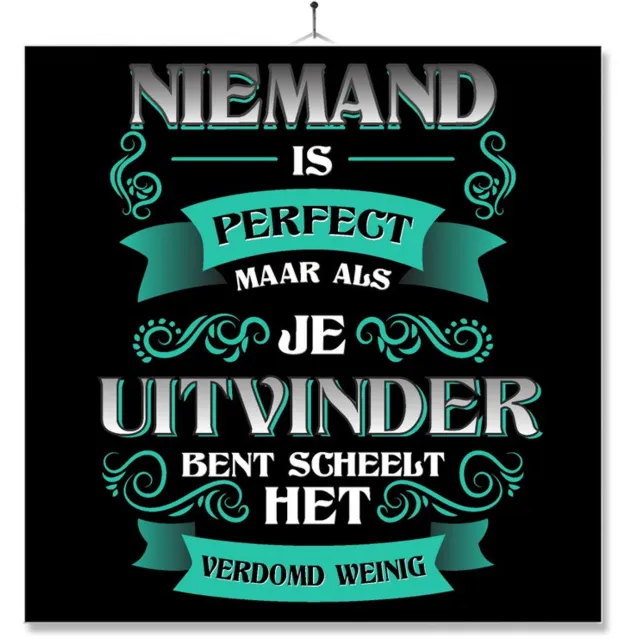MC Living Tegel Met Opdruk | Kado | Cadeau | Niemand Is Perfect | Beroep | Uitvinder Multi-Color