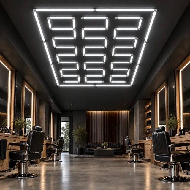 Dita Hexagon Flow LED Verlichting - Wit Licht - Geometrische LED Plafondlamp - Garage Verlichting - Kapsalon Verlichting - Barbershop Verlichting - Auto Detailing - Salon Verlichting - HLT11PC