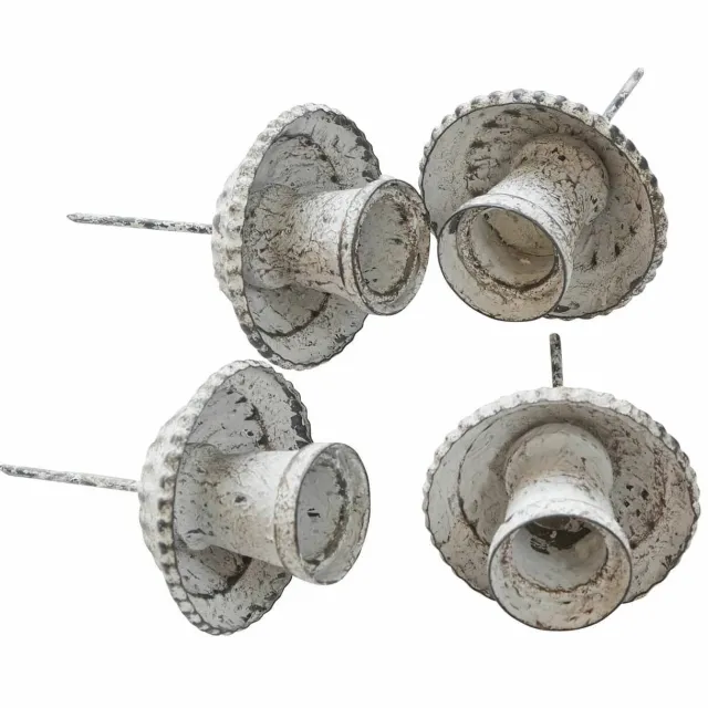 Loberon Kaarsenhouder met pin set van 4 Eldwick antiekwit/bruin