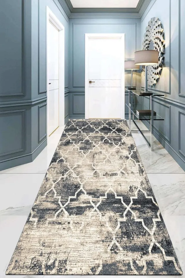 Paradimas Woonkamertapijt laagpolig modern geometrisch antislip vloer haltapijt gelloper zwart wit (Paradimas, 80 x 200 cm) Overgave