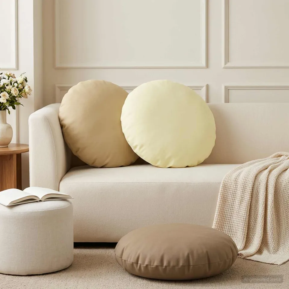vidaXL Dekenkussen - 2 - st - HEERLEN - Crèmekleurig - Diam. - 50 - cm - Polyester, foto 2