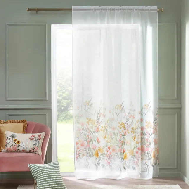 Unyqoos Lichte en luchtige gordijnpaneel met bloemenmotief voor privacy en stijl Wit