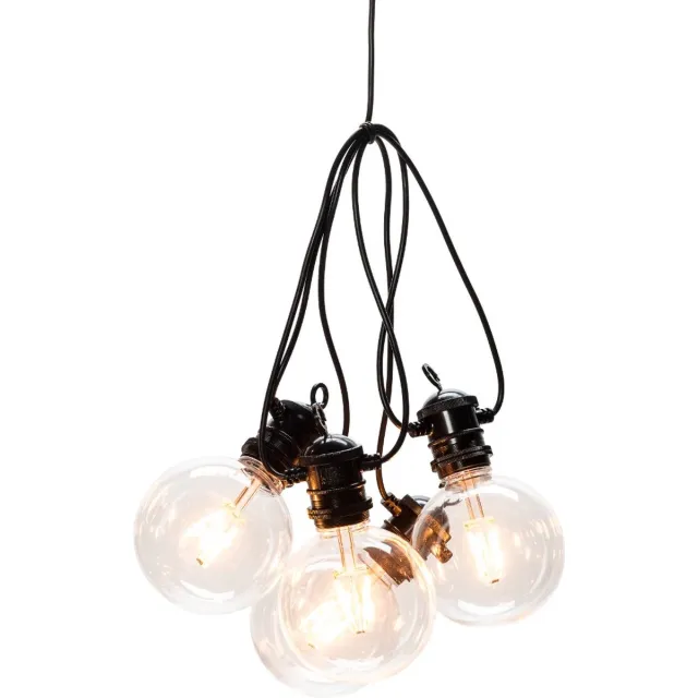 Konstsmide Sweden ® 2393-800 - Snoerverlichting - Premium 10 lamps extra warmwitte Globes met dimbare filament PowerLED - zeer energiezuinig - 450 cm - 24V - 4 traps dimmer - voor buiten of binnen