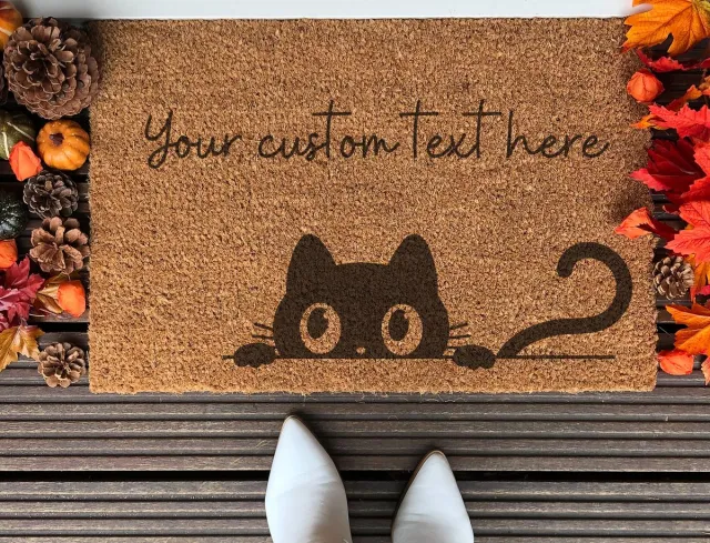 Laser Point Your Custom Text | 60x40 cm | Nieuwe huis cadeau | Ingangsmat | Deurmat met stijl | Verhuizing cadeau | Praktisch & trendy | Perfect voor binnenkomst | Cadeau voor nieuwe woning bruin | zwart (gravering 60x40)