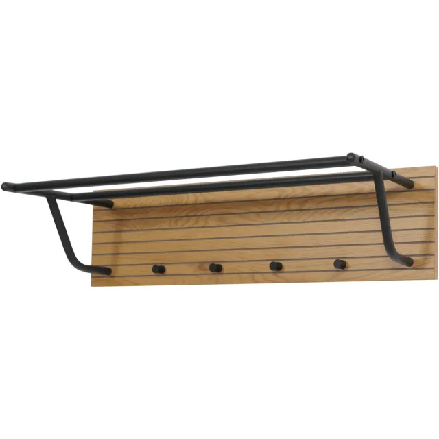 MCW Wandkapstok MCW-N78, 2 kledingstangen 4 haken, Scandinavische stijl metaal hout melamine MVG 20x80x27cm ~ naturel