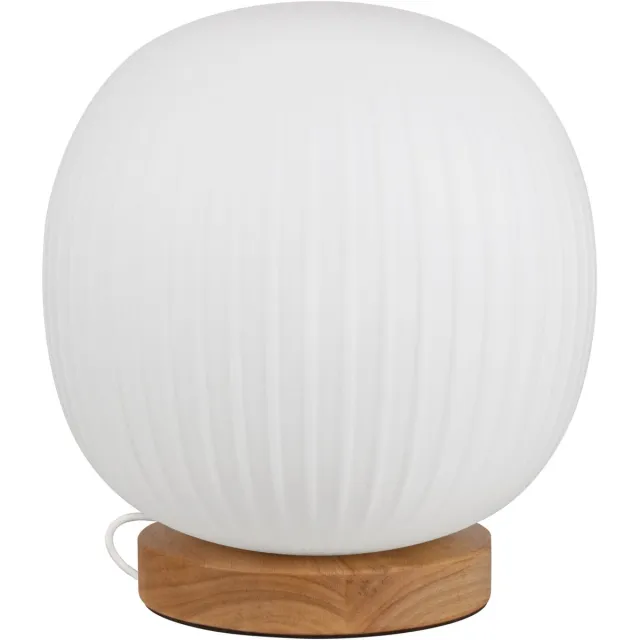 Osram DECOR Glazen Lantaarn Tafellamp E27, 310mm, Hout DECOR, Rubberhout/Metaal/Glas, Textielkabel Houten decor