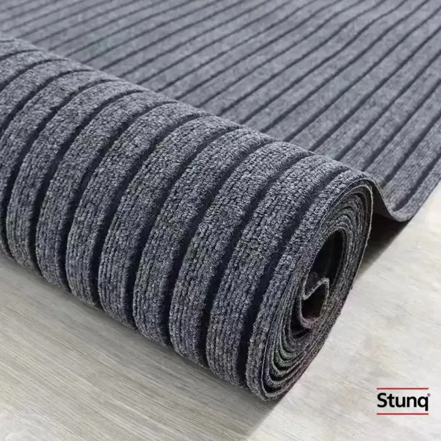 Stunq Wasbare antislip vloermat donkergrijs met ribbelstructuur