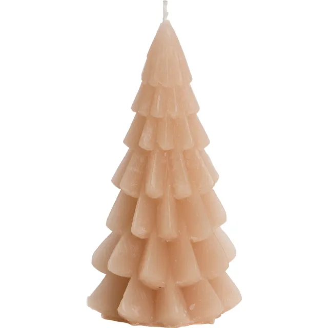 Rustik Lys Kaars - Kerstboom - Skin - 6,3 x 12 centimeter Beige, Roze