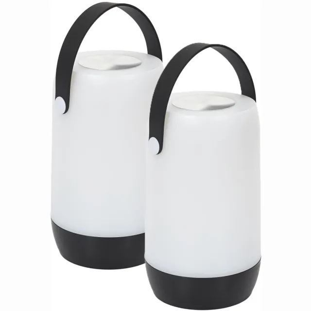 HOME DECO FACTORY Portable tafellamp/camping lamp - 2x - zwart - touch - batterij of usb - binnen/buiten