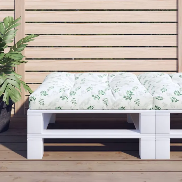 vidaXL Palletkussen bladpatroon 70x70x12 cm stof groen