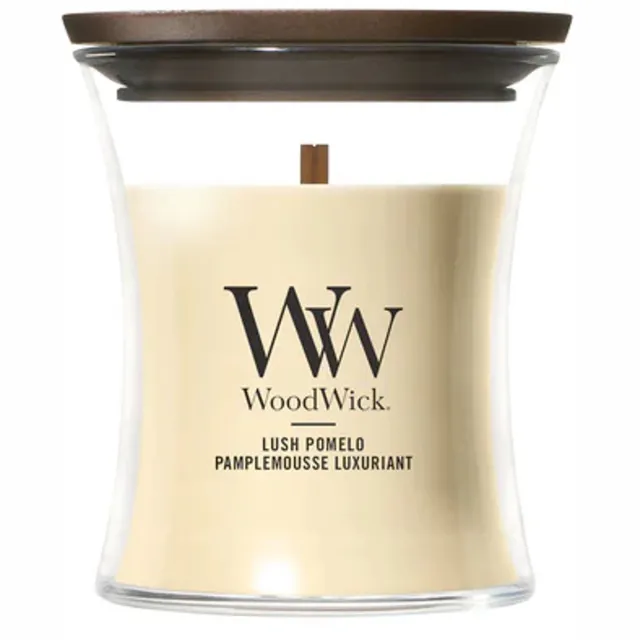 WoodWick Hourglass - Lush Pomelo - Mini Geurkaars - Tot 30 branduren Geel