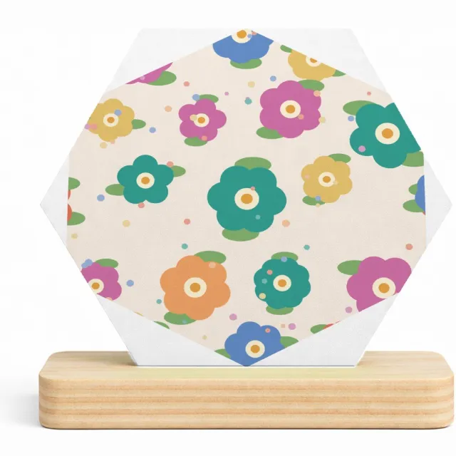 Mr Cadeautjes MDF fotolijst/inleg hexagon 14 x 13 - design Bloemenveld | cadeau Wit