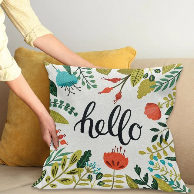 ABAKUHAUS Alphabet Sierkussenhoes Set van 2, Grappig Letters met Childish Various Vormen Bloemen Dieren Vegetables en Faces, Met Ritssluiting Dubbel-Zijde Digital Print Decoratie, 16", Meerkleurig