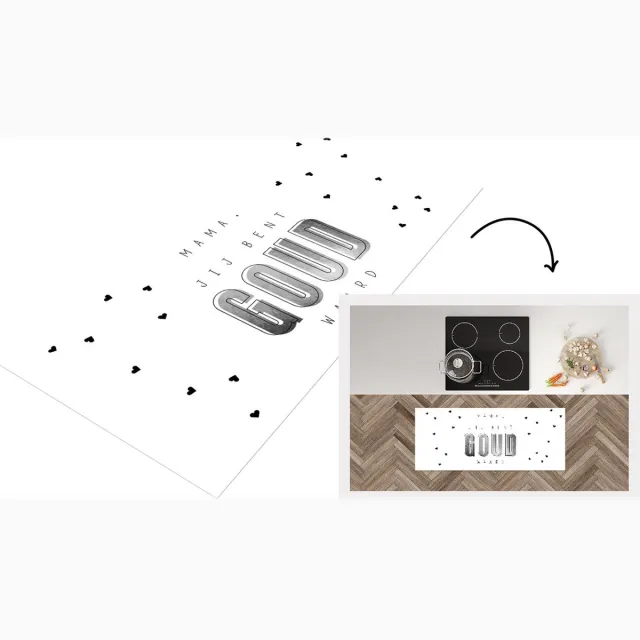 KitchenYeah Keukenloper - Loper keuken - Spreuken - Quotes Mama Jij Bent Goud Waard - Moeder - Moederdag cadeautje - Liefste mama - zwart wit - Keukenloper vinyl Zwart; Wit
