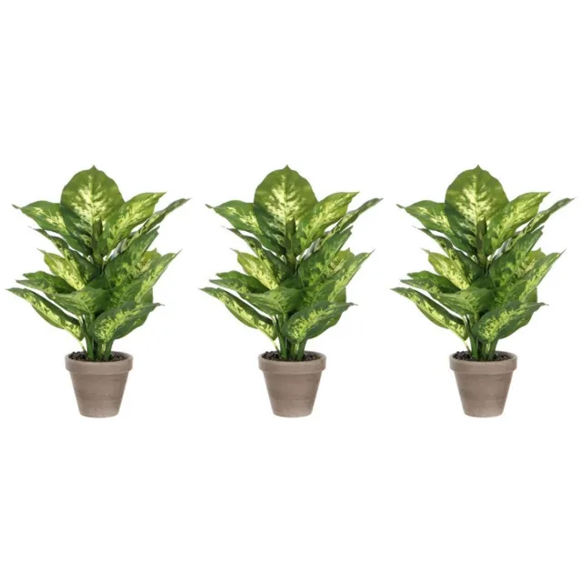 Mica Decorations Kunstplant Dieffenbachia - Voordeelset van 3x stuks - groen - 40 cm - in pot - nepplant - kamerplant