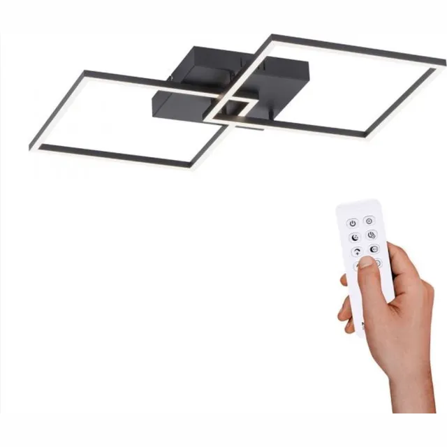 Paul Neuhaus amanda - Moderne LED Dimbare Plafondlamp met Dimmer - 2 lichts - L 53 cm - Zwart - Woonkamer | Slaapkamer | Keuken