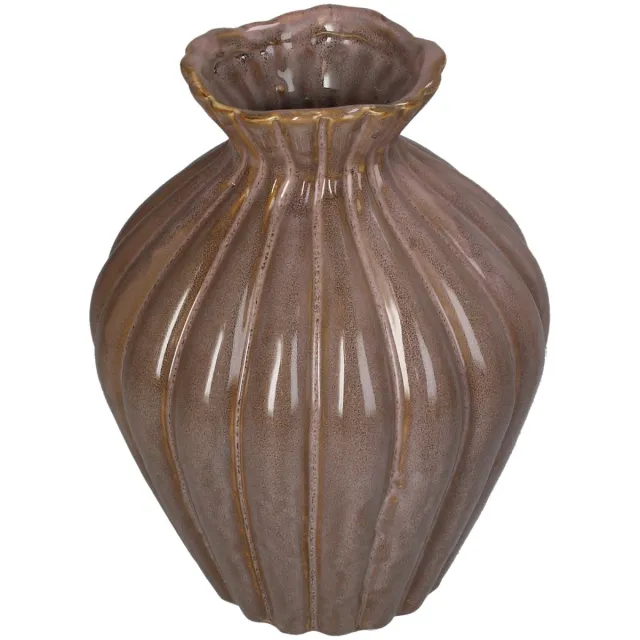 HD Collection Vaas Roef - Keramiek - Oudroze - 17x22x17 cm (BxHxD) - Decoratieve Bloemvaas