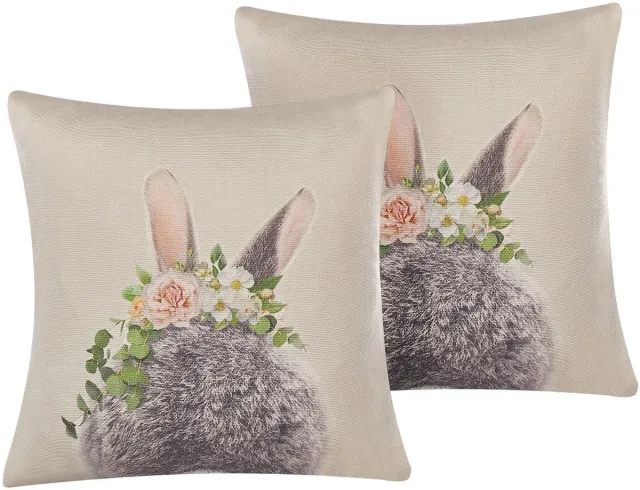 Beliani FATSIA - Sierkussen set van 2 - Taupe - 45 x 45 cm - Katoen Grijs