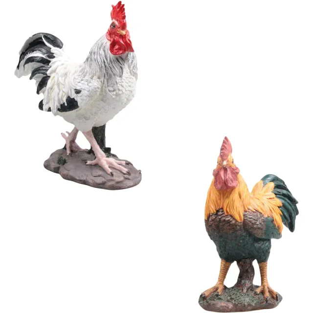Farmwood Animals Haan/Kip tuin beeldjes - voor binnen/buiten - 25 x 13 x 30 cm - dierenbeelden - tuinbeelden Multi