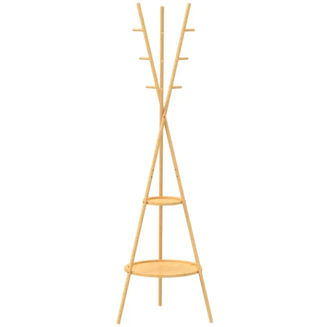 Clruro Kapstok - 58.5 × 58.5 × 176 cm - met Haken - Naturel