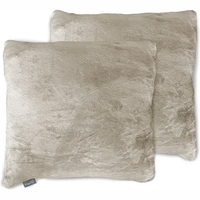Eleganzzz Sierkussens Flanel Fleece - Beige - Sierkussens 50x50cm - Set van 2 Kussens - 100% Flanel Fleece Voorzijde - 100% Velvet Achterzijde