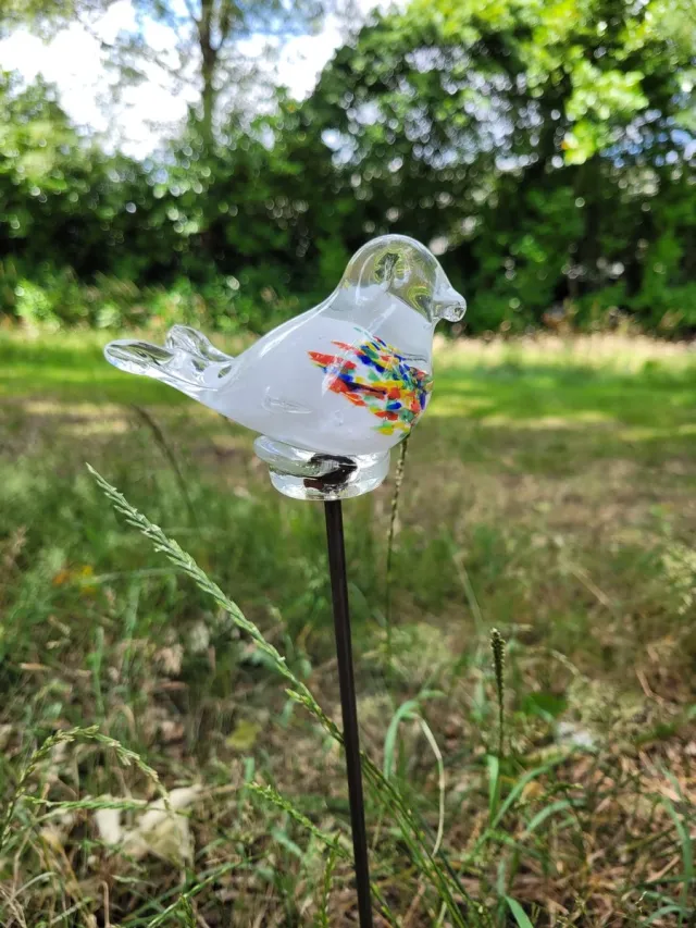 Rawa Geschenken Tuinsteker vogel glas 50 cm hoog tuindecoratie Lime groen